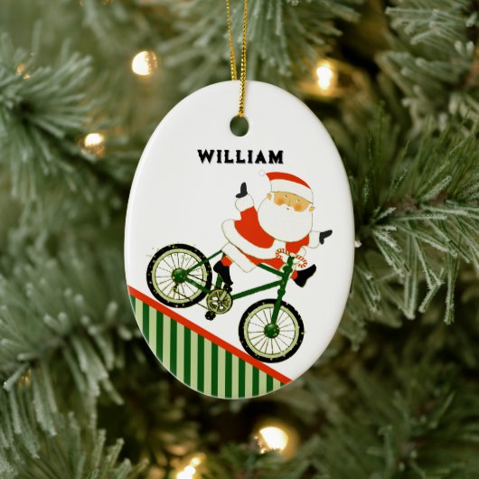 Cyclist Christmas Collectible Ceramic Ornament (Boom)