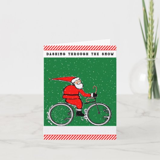 Cyclist Christmas Feestdagen Kaart (Voorkant)