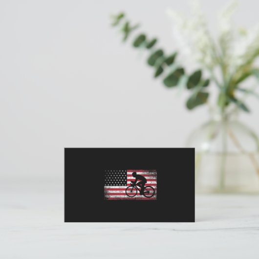 Cyclist Cycling Bicycle American Flag 4th of July Visitekaartje (Staand voorkant)