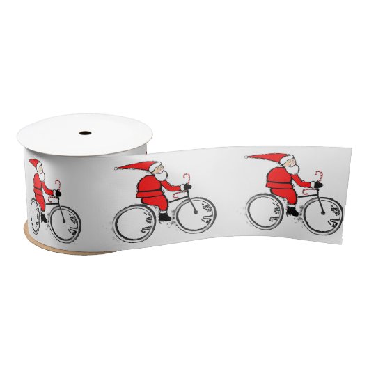 Cyclist Cycling Christmas Holiday Gift Satijnen Lint (Spoel)