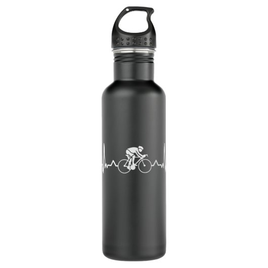 Cyclist hartslag Funny Cycling Gift Waterfles (Voorkant)