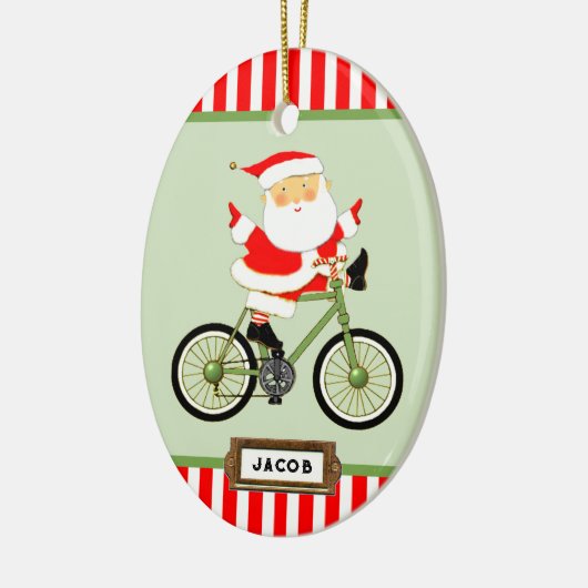 Cyclist kerstfeestdag cadeau keramisch ornament (Links)
