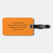 Cyclist on Orange Background Bagagelabel (Achterkant horizontaal)