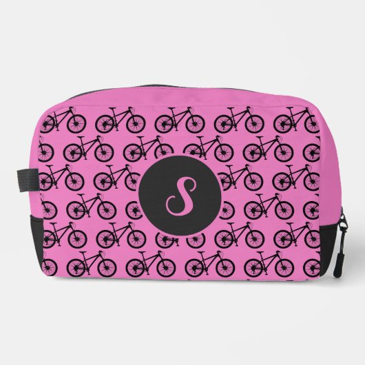 Cyclist Pink Bike Patterned Personalised Monogram Toilettasje (Voorkant)