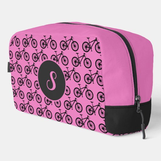 Cyclist Pink Bike Patterned Personalised Monogram Toilettasje (Rechterhoek)
