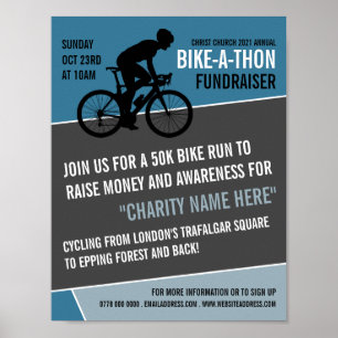 Cyclist Silhouette, Charity Bike-a-Thon Event Poster