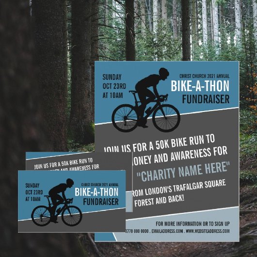 Cyclist Silhouette, Charity Bike-a-Thon Event Visitekaartje