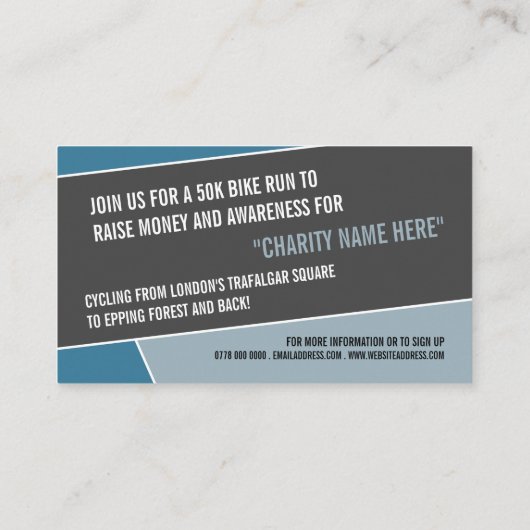 Cyclist Silhouette, Charity Bike-a-Thon Event Visitekaartje (Achterkant)