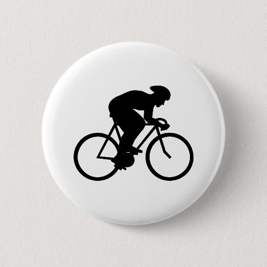 Cyclist Silhouette. Ronde Button 5,7 Cm (Voorkant)