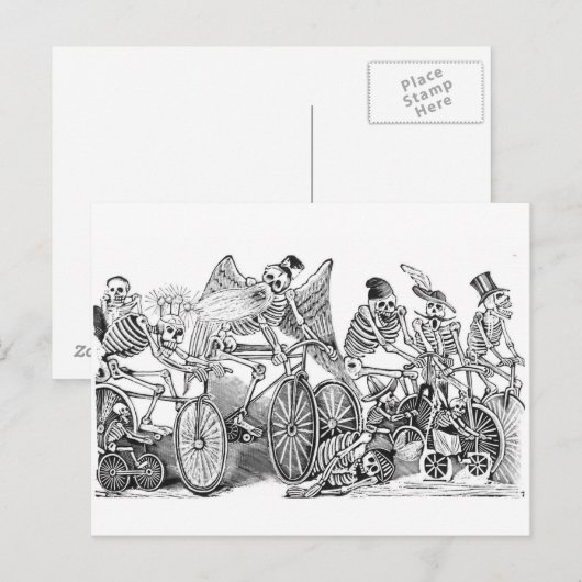 Cyclists Calavera briefkaart (Voorkant / Achterkant)