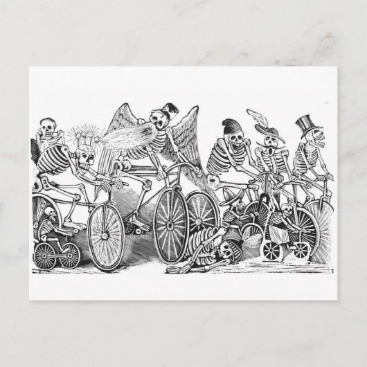 Cyclists Calavera briefkaart (Voorkant)