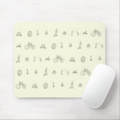 Cyclists op Quirky Bikes Funny Line Drawing Design Muismat (Met muis)