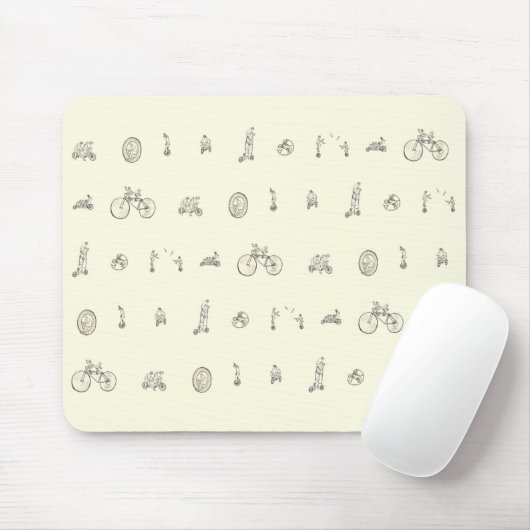 Cyclists op Quirky Bikes Funny Line Drawing Design Muismat (Met muis)