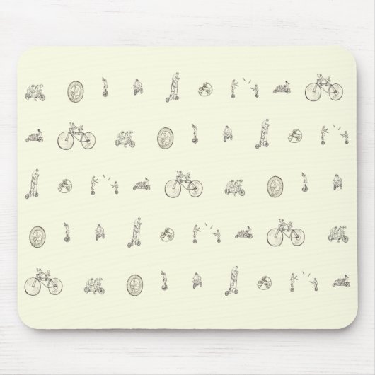 Cyclists op Quirky Bikes Funny Line Drawing Design Muismat (Voorkant)