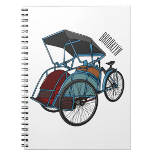 Cyclo riksja cartoon illustratie notitieboek