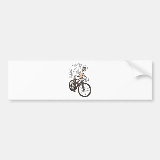 Cyclocross Rider Riding Dirty Bumpersticker (Voorkant)