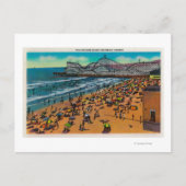 Cyclone Racer and Beach Crowds, Long Beach Briefkaart (Voorkant)