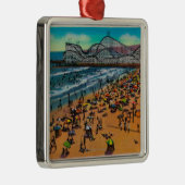 Cyclone Racer and Beach Crowds, Long Beach Metalen Ornament (Rechts)