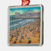 Cyclone Racer and Beach Crowds, Long Beach Metalen Ornament (Links)