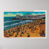 Cyclone Racer and Beach Crowds, Long Beach Poster (Voorkant)