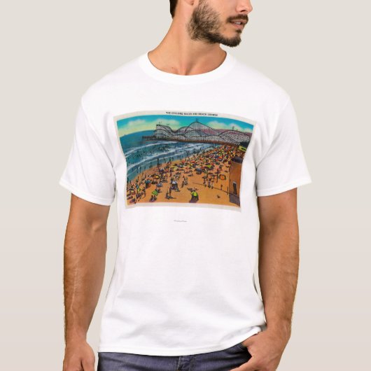 Cyclone Racer and Beach Crowds, Long Beach T-shirt (Voorkant)