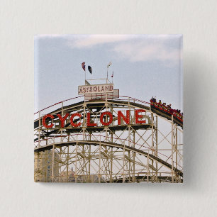 Cyclone Roller Onderzetter - Coney Island, NYC-toe Vierkante Button 5,1 Cm