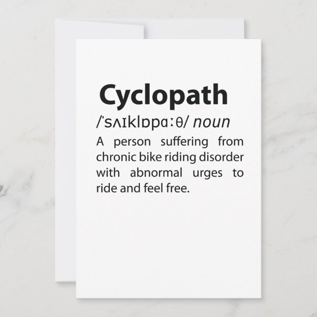 Cyclopath Funny Dictionary Definition (Voorkant)