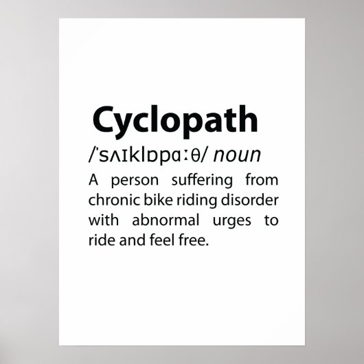 Cyclopath Funny Dictionary Definition Poster (Voorkant)
