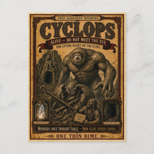 Cyclops, Antiek Circusmonster Briefkaart