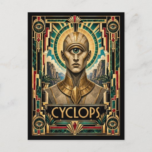 Cyclops, Art Deco Mythisch Briefkaart (Voorkant)