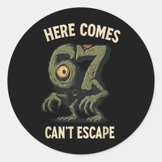 Cyclops Monster 6x7 Meme Behekst Nummer 67 Hallowe Ronde Sticker (Voorkant)