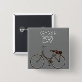 Cyclus elke dag. vierkante button 5,1 cm (Voorkant /achterkant)