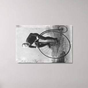Cyclus met grote voorwielfoto canvas afdruk