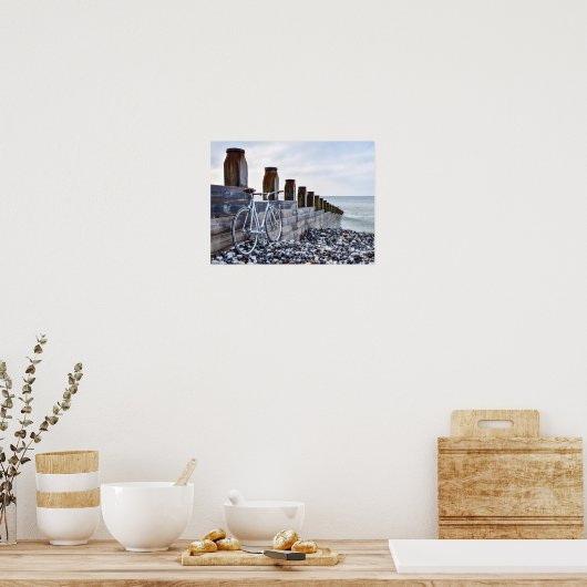 Cyclus op het strand poster (Keuken)