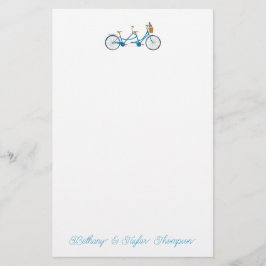 Cyclus voor twee Waterverven Tandem Bike & Names Briefpapier