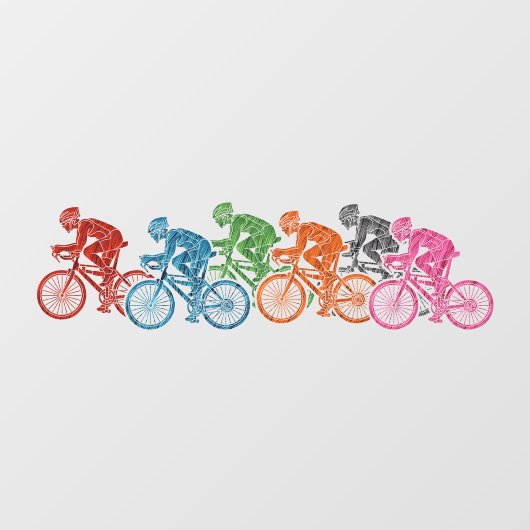 Cyclusfietride-groep van riders raamsticker (Vel)