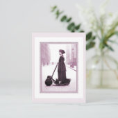 Cyclusgeschiedenis 1916-suffragette op een scooter briefkaart (Staand voorkant)