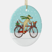Cyclushond en eekhoorn Whimsical Winter Holiday Keramisch Ornament (Rechts)