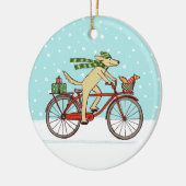 Cyclushond en eekhoorn Whimsical Winter Holiday Keramisch Ornament (Links)