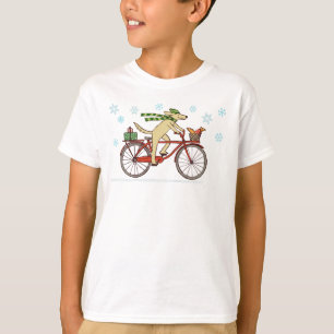 Cyclushond en eekhoorn Whimsical Winter Holiday T-shirt