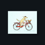 Cyclushond met vierkant vriend - vun artikel voor  canvas afdruk<br><div class="desc">Fietsen Hond en Eekhoorn Canvas Print. Schattigee cartoon hond dragen een baret trappen een rode fiets. Gelukkige eekhoorn rijdt in de fietsmand. Een leuke kunstprint voor fietsers en dierenvrienden. Bezoek Jenn’s Doodle World voor nog meer charmante design gedrukt op producten die voor elke gelegenheid leuke cadeaus maken. ©Jenn Inashvili</div>