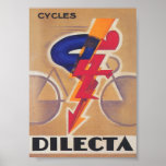 Cycluslijst, Art Deco, fietsenverbindingsposter Poster<br><div class="desc">Cyclist,  Art Deco,  Bicycle Vintage Poster. Franse Antiek illustratie uit de jaren twintig voor Dilecta-fietsen.</div>