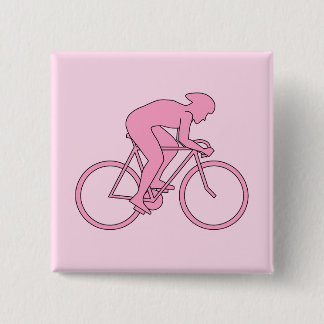 Cycluslijst in roze vierkante button 5,1 cm