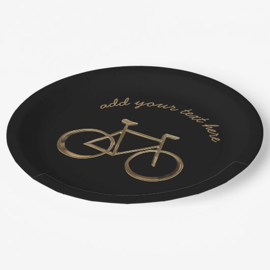 Cycluslijst voor zwarte en gouden fietsen papieren bordje (Gekanteld)