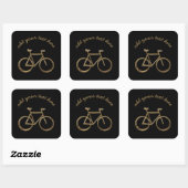Cycluslijst voor zwarte en gouden fietsen vierkante sticker (Vel)