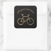 Cycluslijst voor zwarte en gouden fietsen vierkante sticker (Tas)