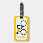 Cyclusrijder die zijn fiets gebruikt bagagelabel (Achterkant verticaal)