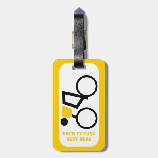 Cyclusrijder die zijn fiets gebruikt bagagelabel (Achterkant verticaal)