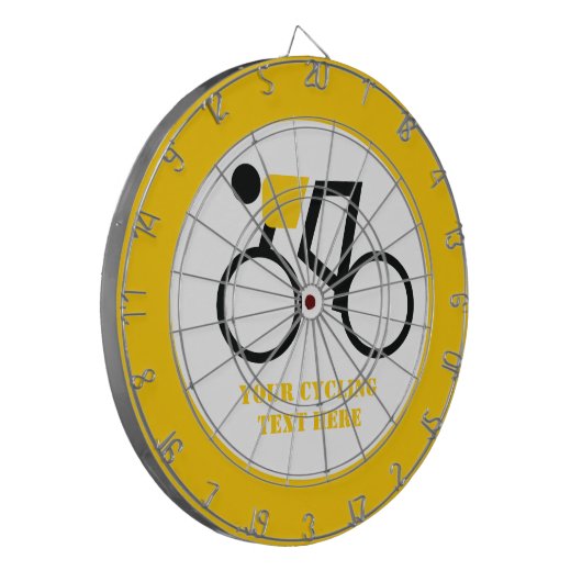 Cyclusrijder die zijn fiets gebruikt dartbord (Voorkant Links)