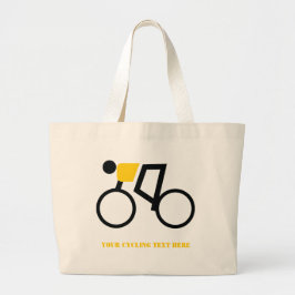 Cyclusrijder die zijn fiets gebruikt grote tote bag